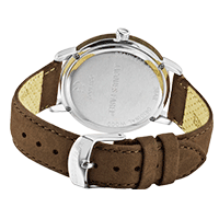 ORW 1002 Unisex Uhr mit Holzring aus Walnussholz und Oeko-Lederband von JACQUES FAREL hayfield und einem Durchmesser von 38 mm